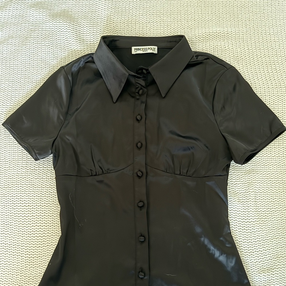 Princess Polly Sleek Black Button-Down Shirt